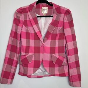 Autres Filles Pink Plaid puff shoulder Women's Blazer size small